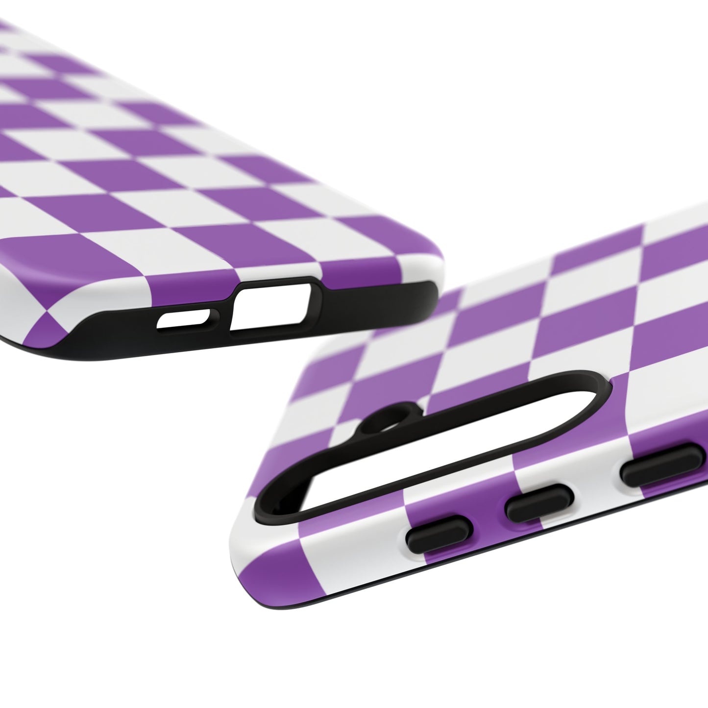 Purple Checkered Phone Case, Samsung Galaxy S25, S25 Plus, S24, S24 Plus, S24 Ultra, S23, S22, S22 Plus, S21 Ultra, S21 FE, S20+