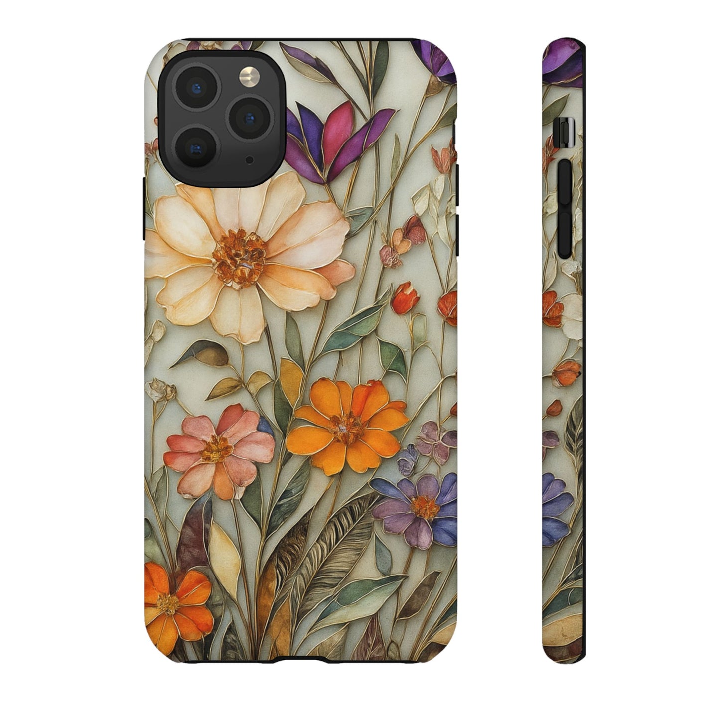 Phone case For iPhone & Samsung, Wildflower Mosaic MagSafe iPhone Case: Botanical Floral Design iPhone