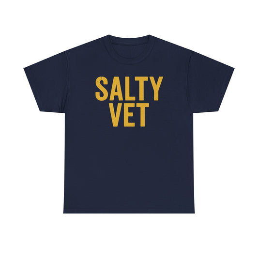 Salty Vet T-Shirt, Unisex Heavy Cotton Tee for Veterans, Gift for Military Families, Casual Wear, Marine Corps Pride