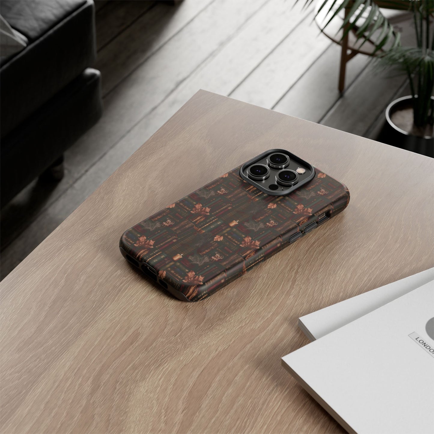Gothic Phone Case Dark Academia Literary iPhone Samsung Cover with Books & Flowers, Phone case