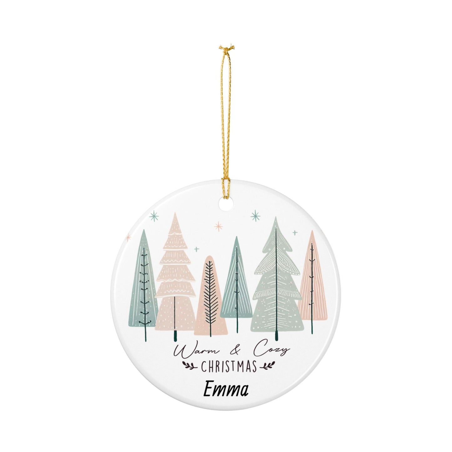 Personalized Name Ornament Pastel Christmas Trees Holiday Keepsake Custom Family Name Ornament 2025 Gift for Her