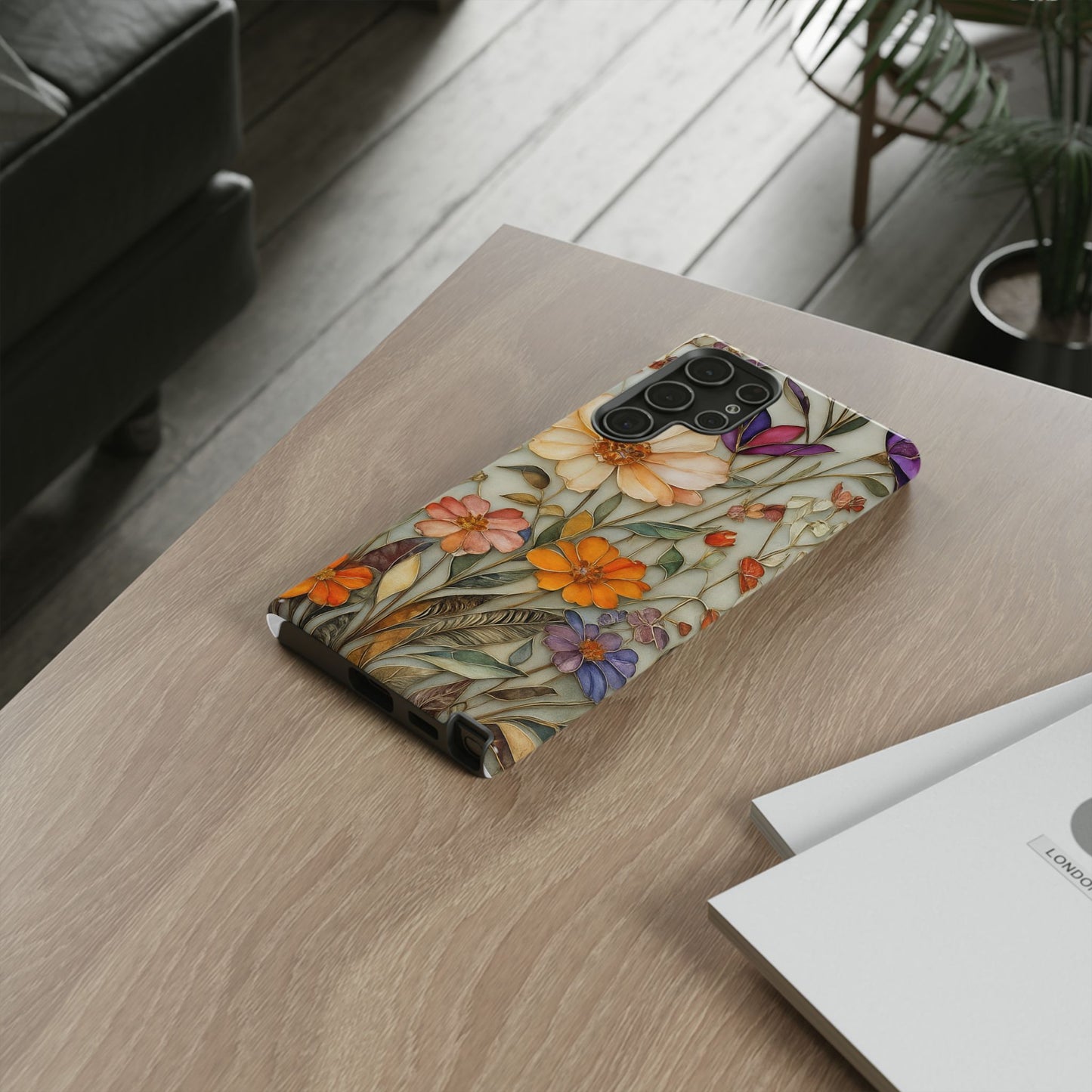 Phone case For iPhone & Samsung, Wildflower Mosaic MagSafe iPhone Case: Botanical Floral Design iPhone