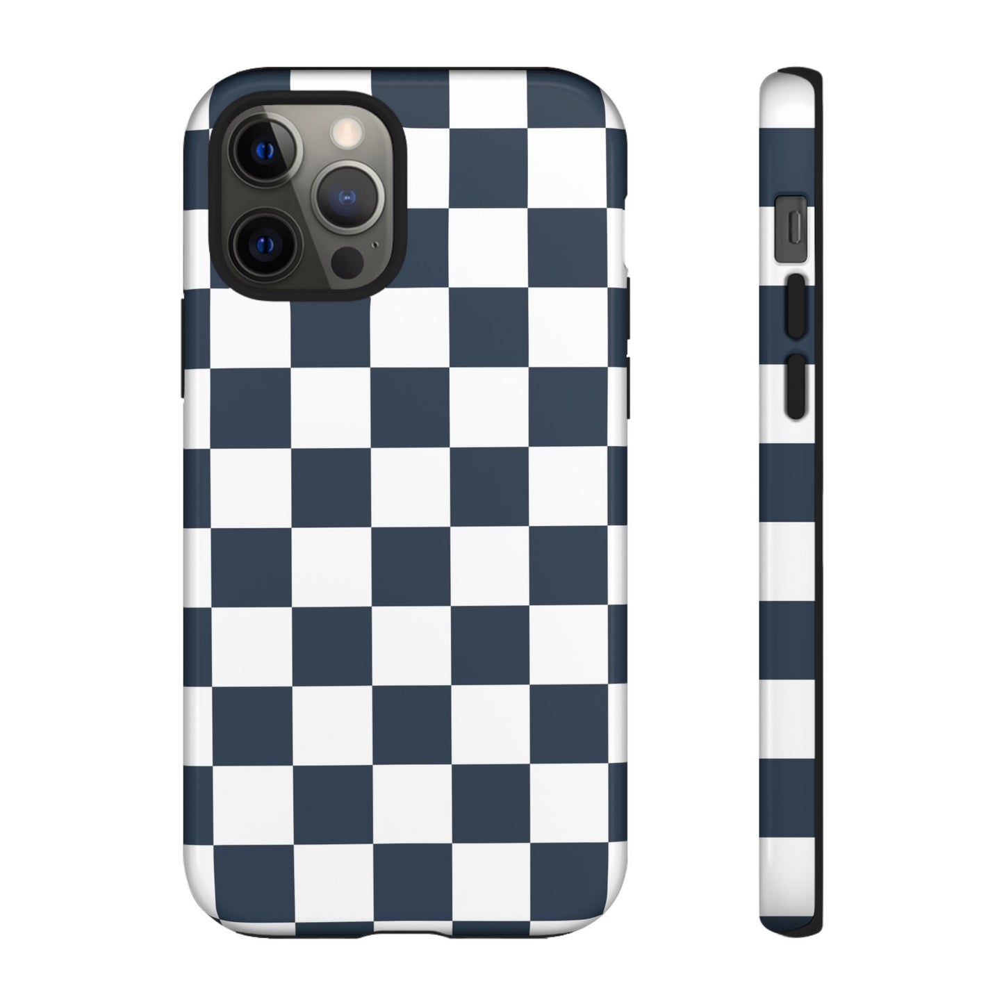 Navy Checkerboard Phone Case, iPhone 17 Pro, 17, 16, 15, 14, 13, 12, 11, X, XR, XS MAX, Tough Case for iPhone