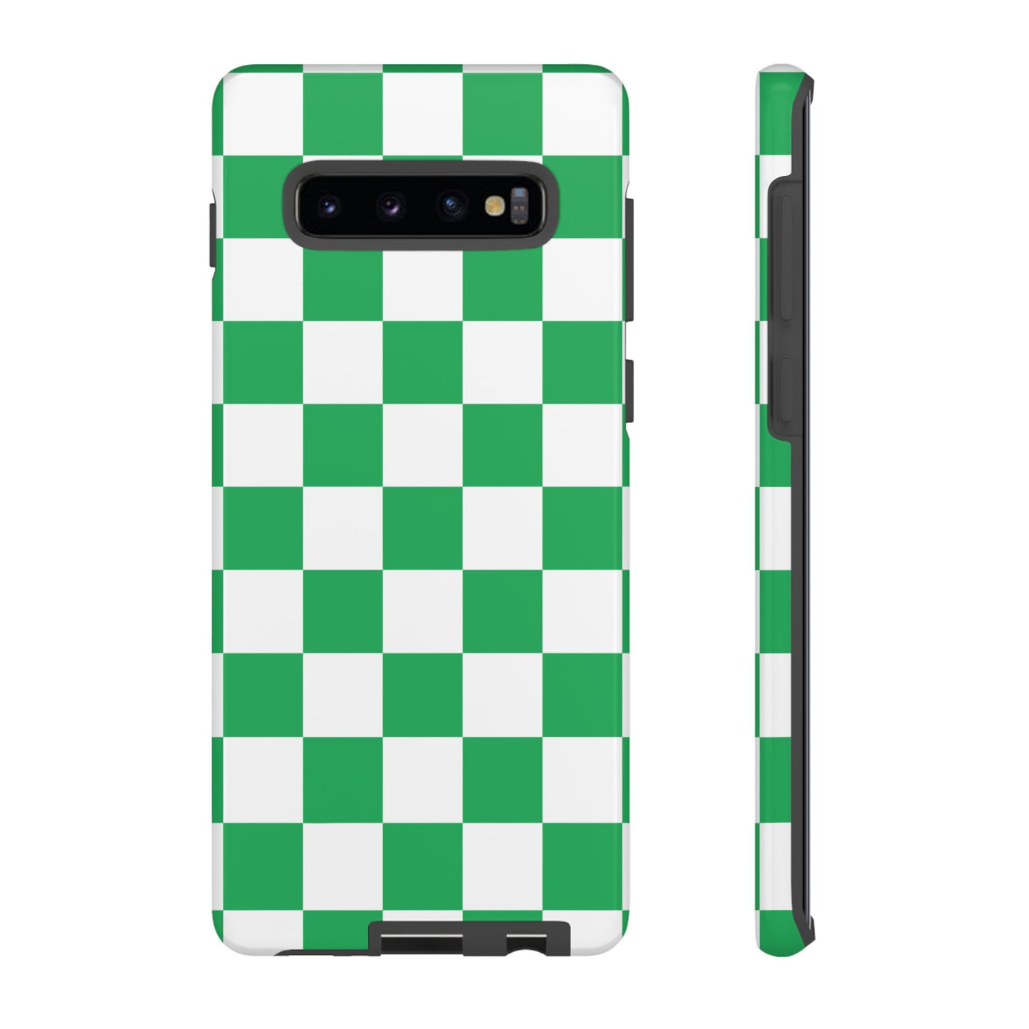 Green Checkered Phone Case, Phone Cases Samsung Galaxy S25, S25 Plus, S24, S24 Plus, S24 Ultra, S23, S22, S22 Plus, S21 Ultra, S21 FE, S20+
