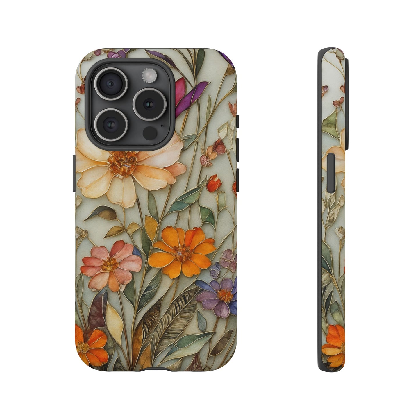 Phone case For iPhone & Samsung, Wildflower Mosaic MagSafe iPhone Case: Botanical Floral Design iPhone