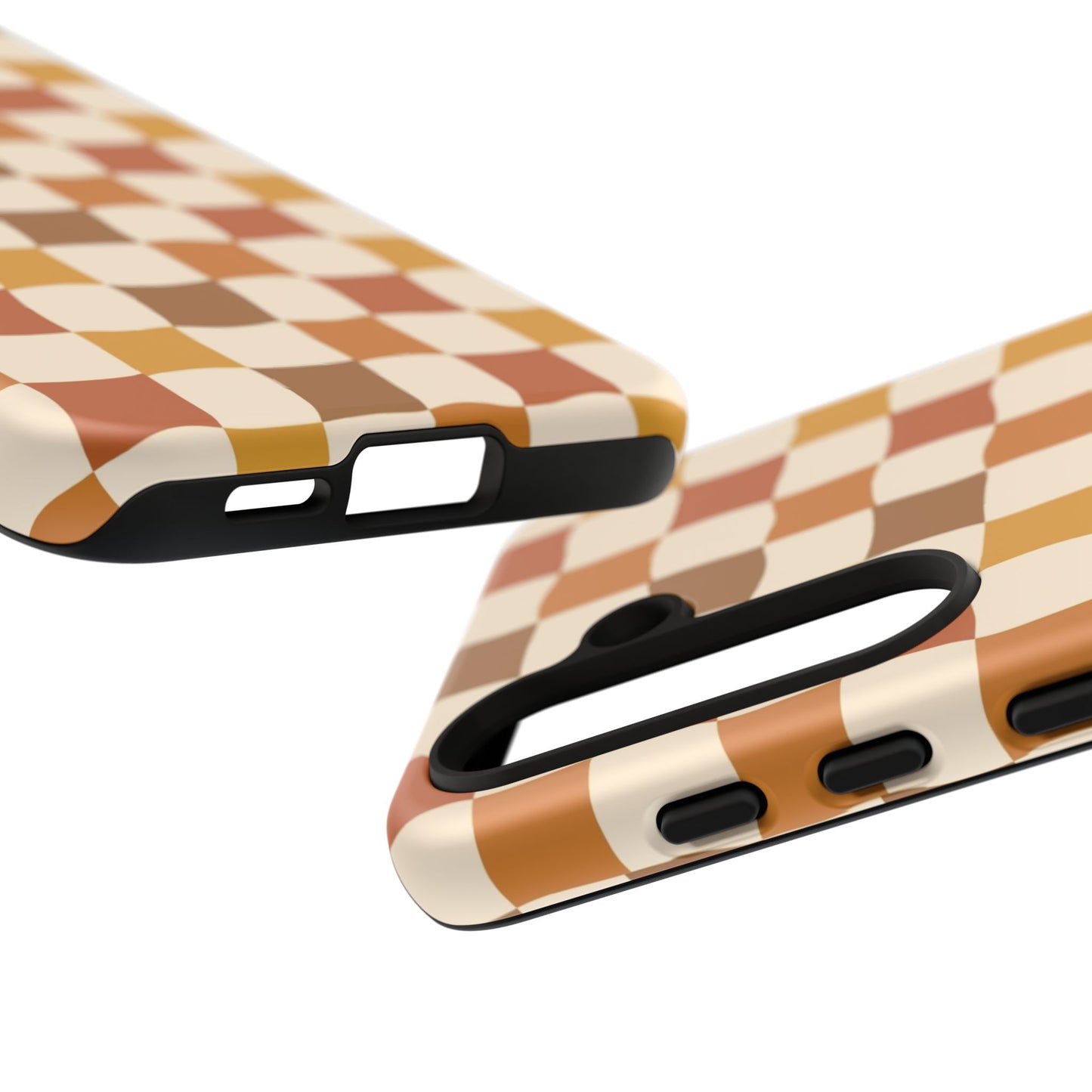 Boho Checked Phone Case, Checkerboard Design, Durable Protection, Phone Cover, Phone case For iPhone and Samsung, Trendy Phone Cover
