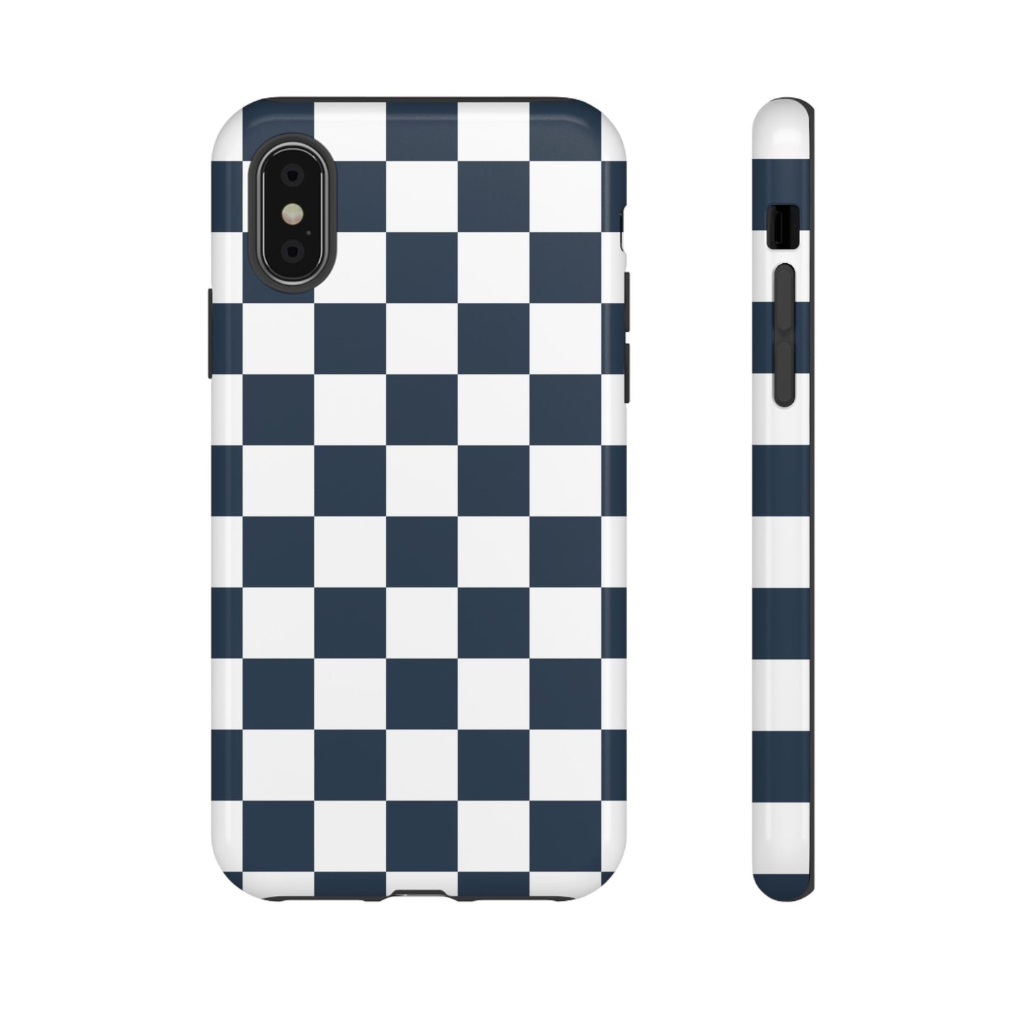 Navy Checkerboard Phone Case, iPhone 17 Pro, 17, 16, 15, 14, 13, 12, 11, X, XR, XS MAX, Tough Case for iPhone