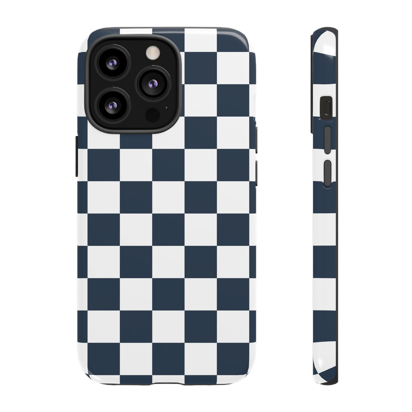 Navy Checkerboard Phone Case, iPhone 17 Pro, 17, 16, 15, 14, 13, 12, 11, X, XR, XS MAX, Tough Case for iPhone