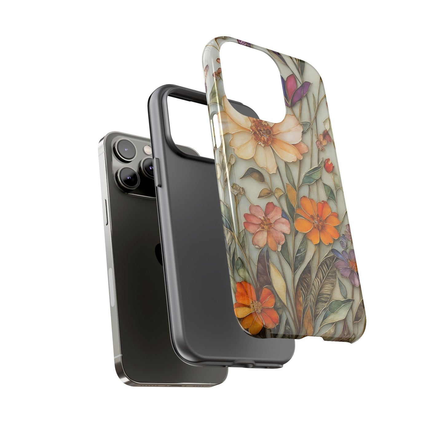 Phone case For iPhone & Samsung, Wildflower Mosaic MagSafe iPhone Case: Botanical Floral Design iPhone