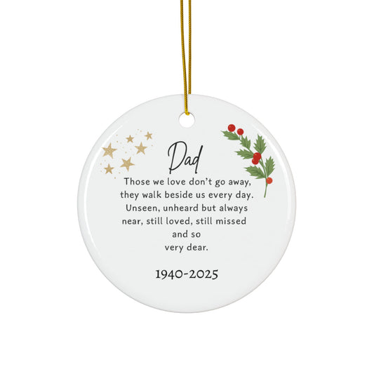 Christmas Memorial Ornament Personalised Christmas Remembrance In Loving Memory Dad Those We Love