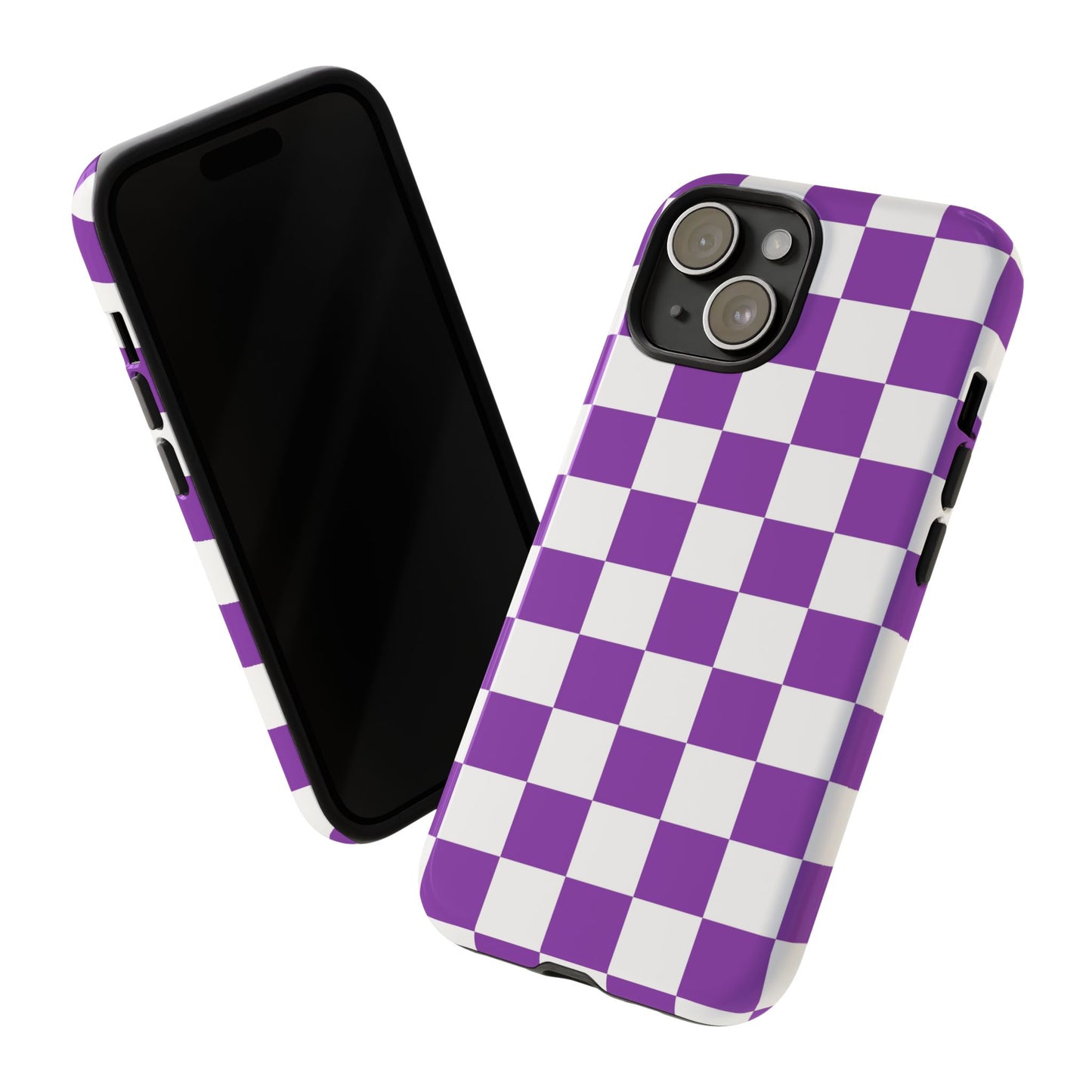 Purple Checkered Phone Case,  iPhone 17 Pro, 17, 16, 15, 14, 13, 12, 11, X, XR, XS MAX, Trendy Gift for Friends, Accessory for Occasions