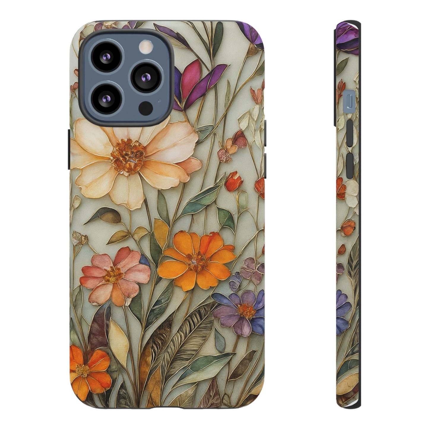 Phone case For iPhone & Samsung, Wildflower Mosaic MagSafe iPhone Case: Botanical Floral Design iPhone