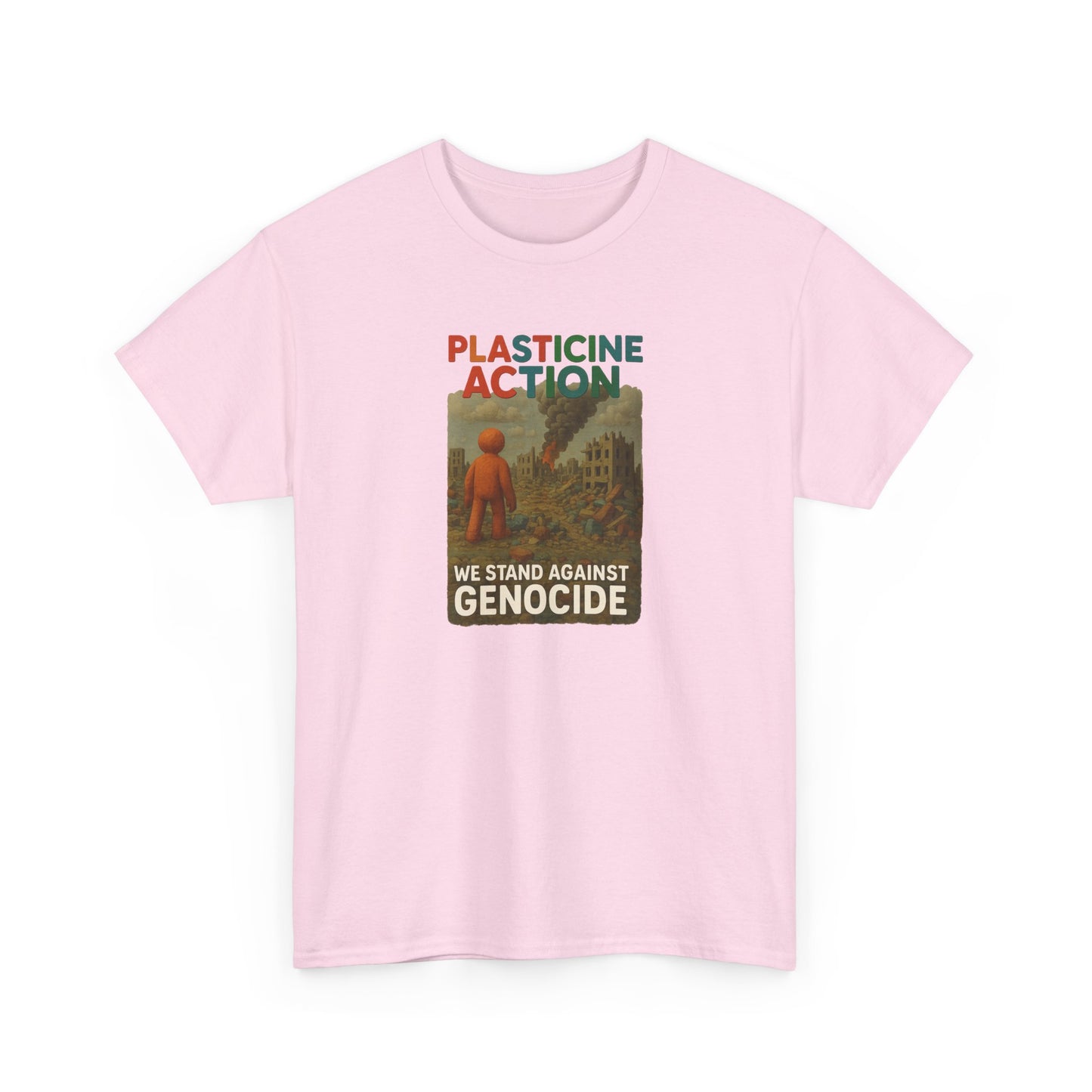 Plasticine Action Heavy Cotton Tee, Stand Against Genocide, Activist Wear, Social Justice Shirt, Awareness Tee, Thought Provoking Apparel