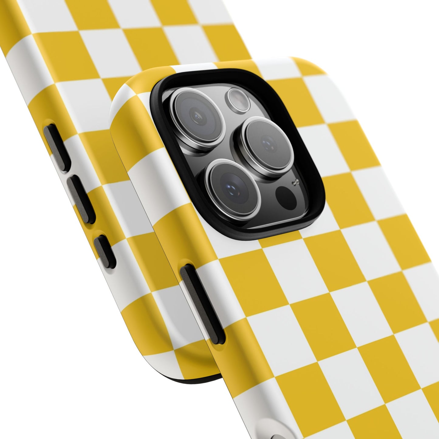 Yellow Checkered Phone Case - iPhone 17 Pro, 17, 16, 15, 14, 13, 12, 11, X, XR, XS MAX, Gift for Friends