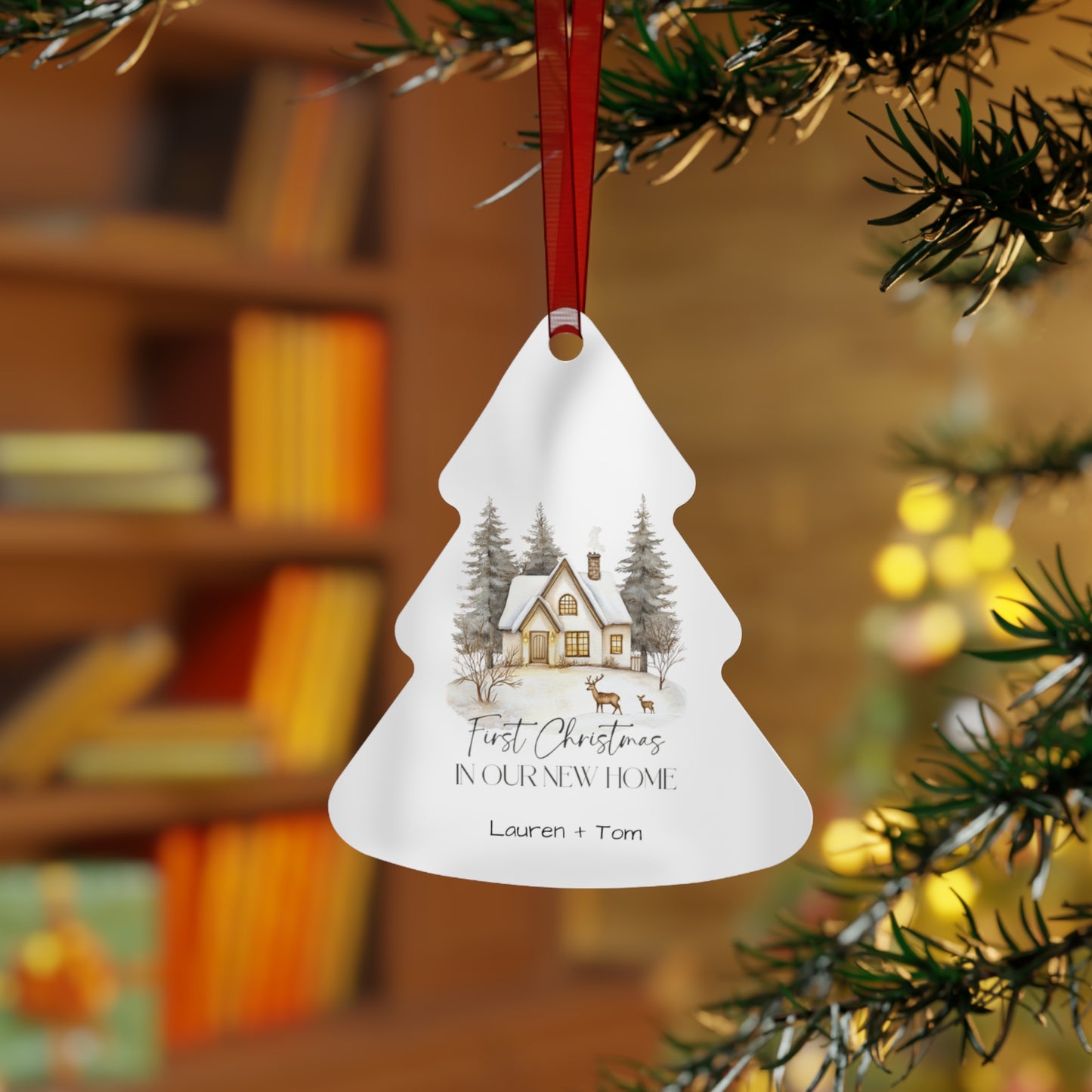 Personalized Christmas Ornaments, First Christmas in Our New Home, Ceramic Christmas Decor, Gift for Couples, Family Keepsake