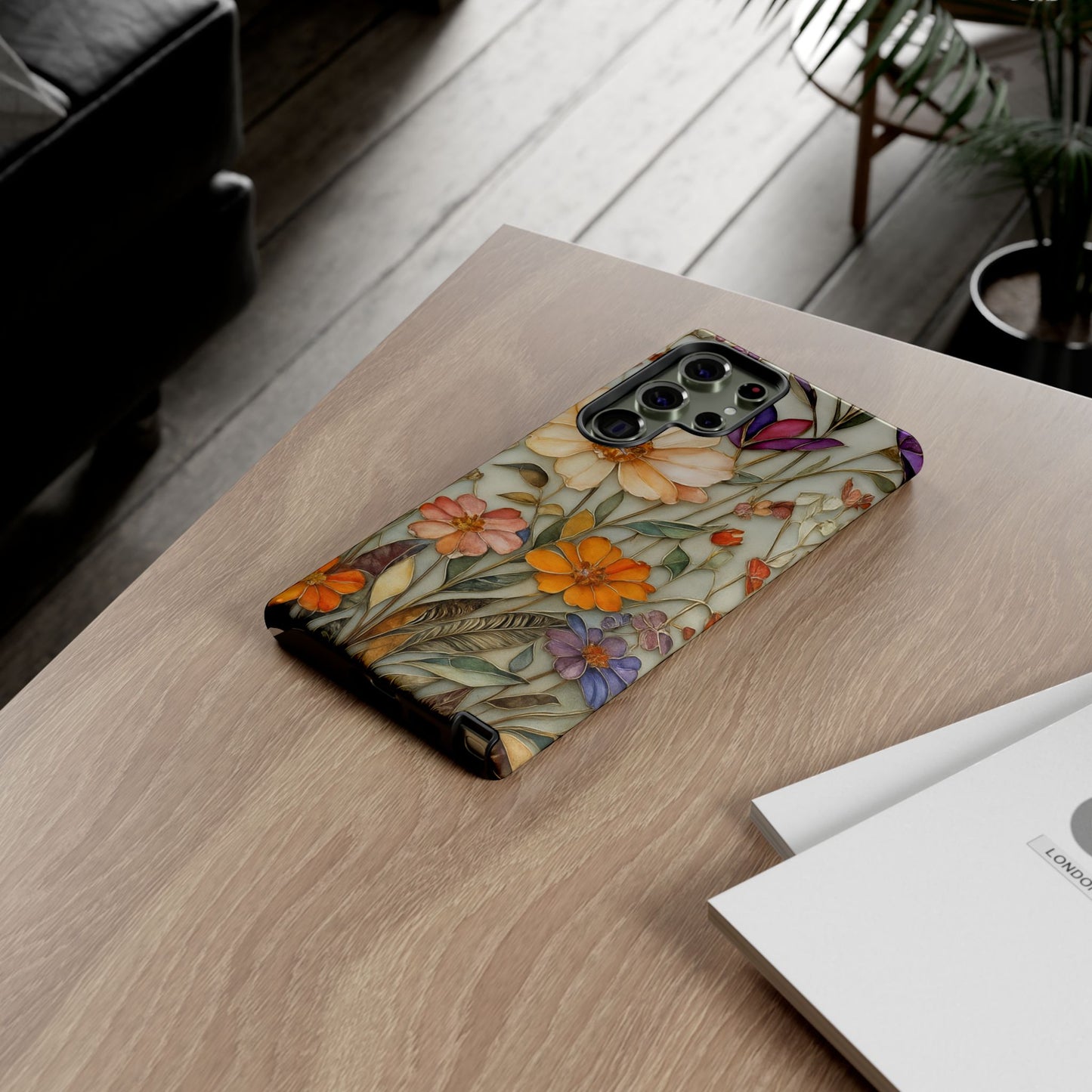 Phone case For iPhone & Samsung, Wildflower Mosaic MagSafe iPhone Case: Botanical Floral Design iPhone