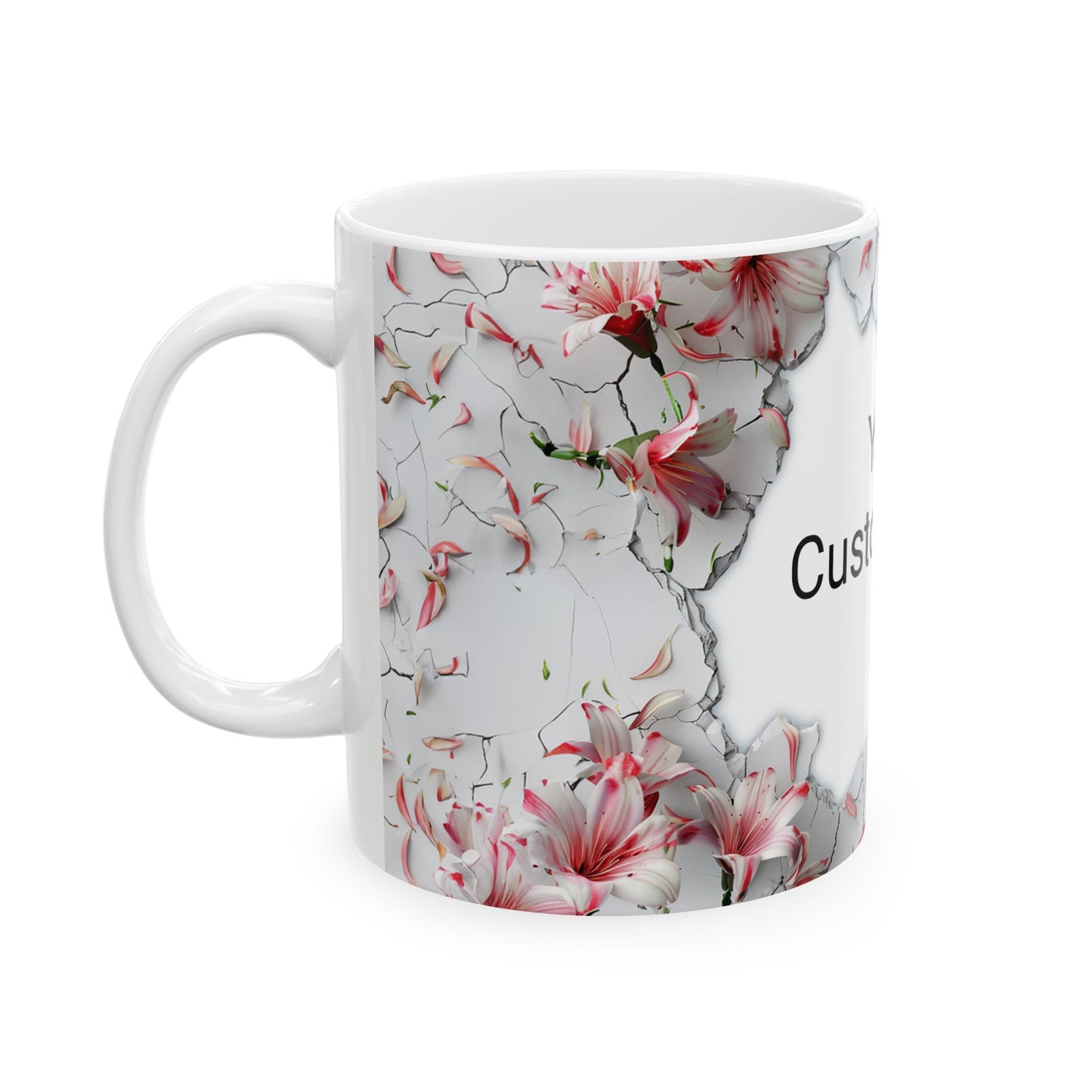 Personalized Floral Custom Text Ceramic Mug, Perfect Gift for Home, Personalized Coffee Cup, Unique Kitchen Decor, Birthday, Mother's Day
