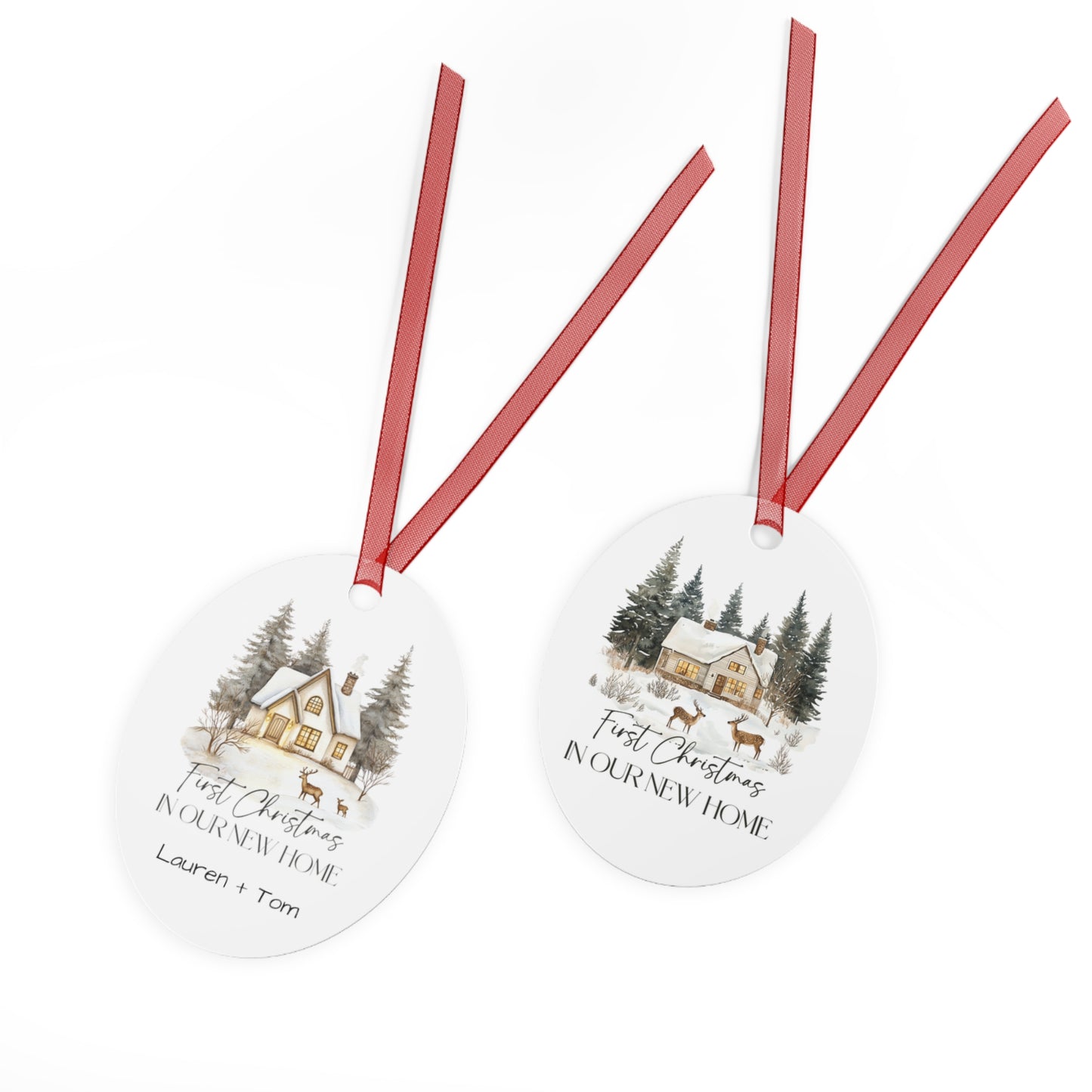 Personalized Christmas Ornaments, First Christmas in Our New Home, Ceramic Christmas Decor, Gift for Couples, Family Keepsake