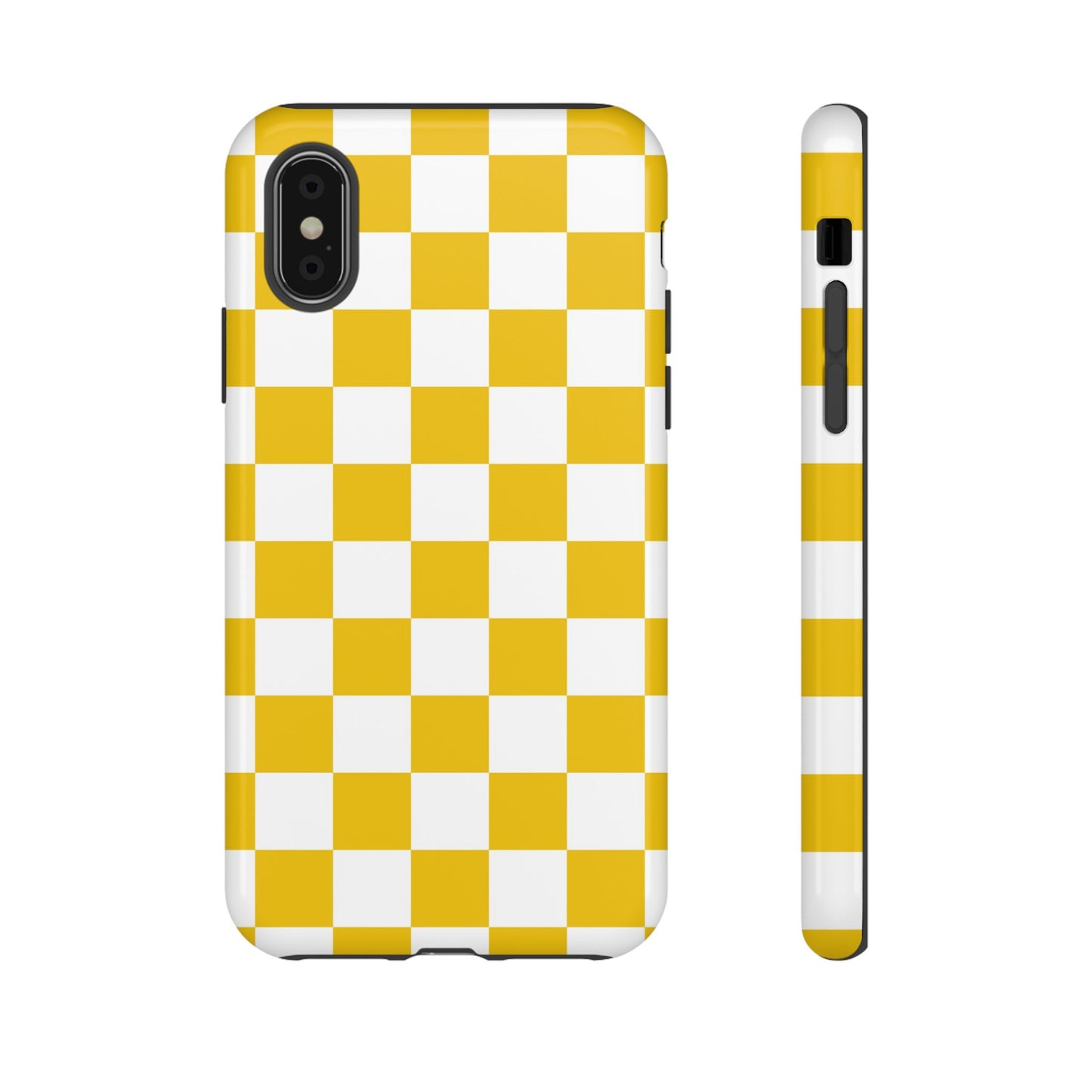 Yellow Checkered Phone Case - iPhone 17 Pro, 17, 16, 15, 14, 13, 12, 11, X, XR, XS MAX, Gift for Friends