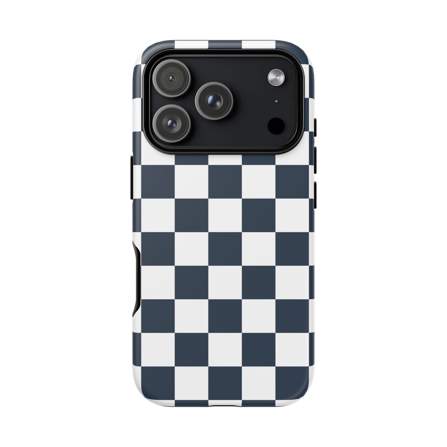 Navy Checkerboard Phone Case, iPhone 17 Pro, 17, 16, 15, 14, 13, 12, 11, X, XR, XS MAX, Tough Case for iPhone