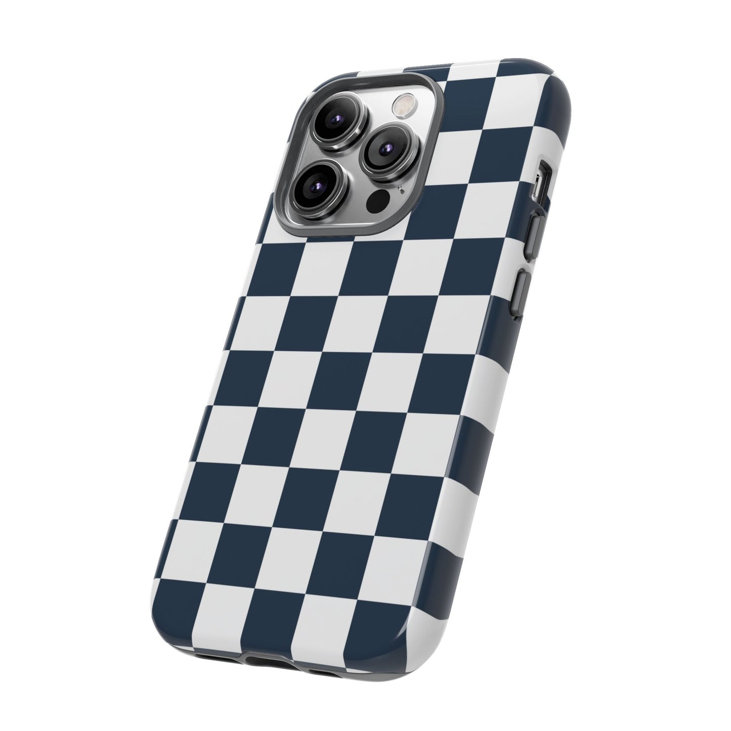 Navy Checkerboard Phone Case, iPhone 17 Pro, 17, 16, 15, 14, 13, 12, 11, X, XR, XS MAX, Tough Case for iPhone
