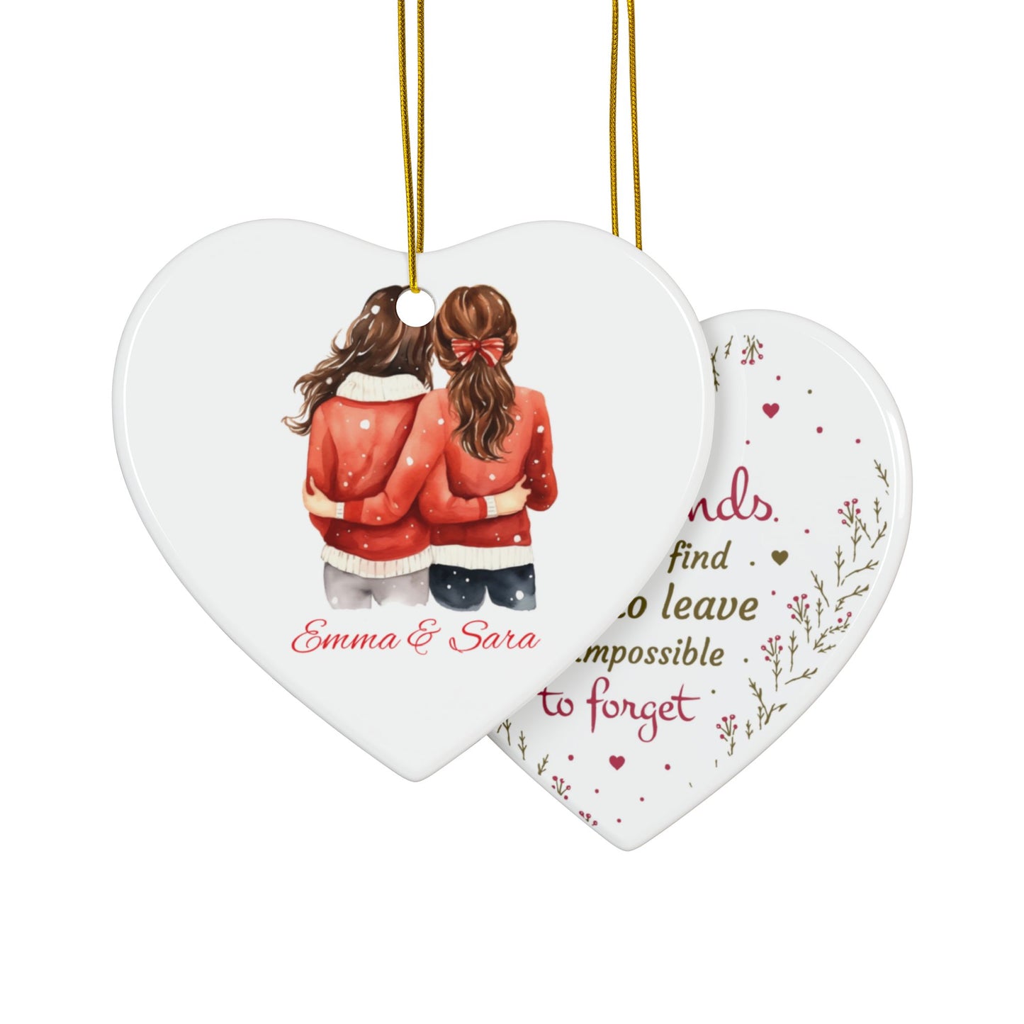 Good Friends Heart Ornament, Personalized Christmas Tree Decoration for Best Friends, Sisters, Coworkers, Custom Gift Keepsake for Holidays