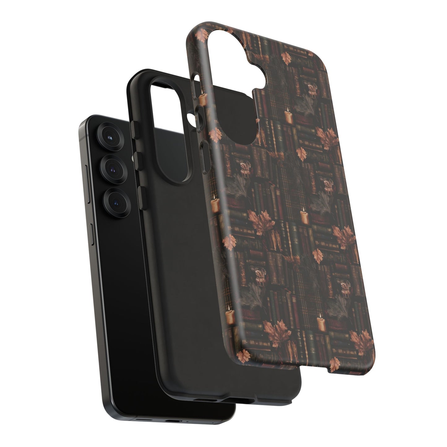 Gothic Phone Case Dark Academia Literary iPhone Samsung Cover with Books & Flowers, Phone case