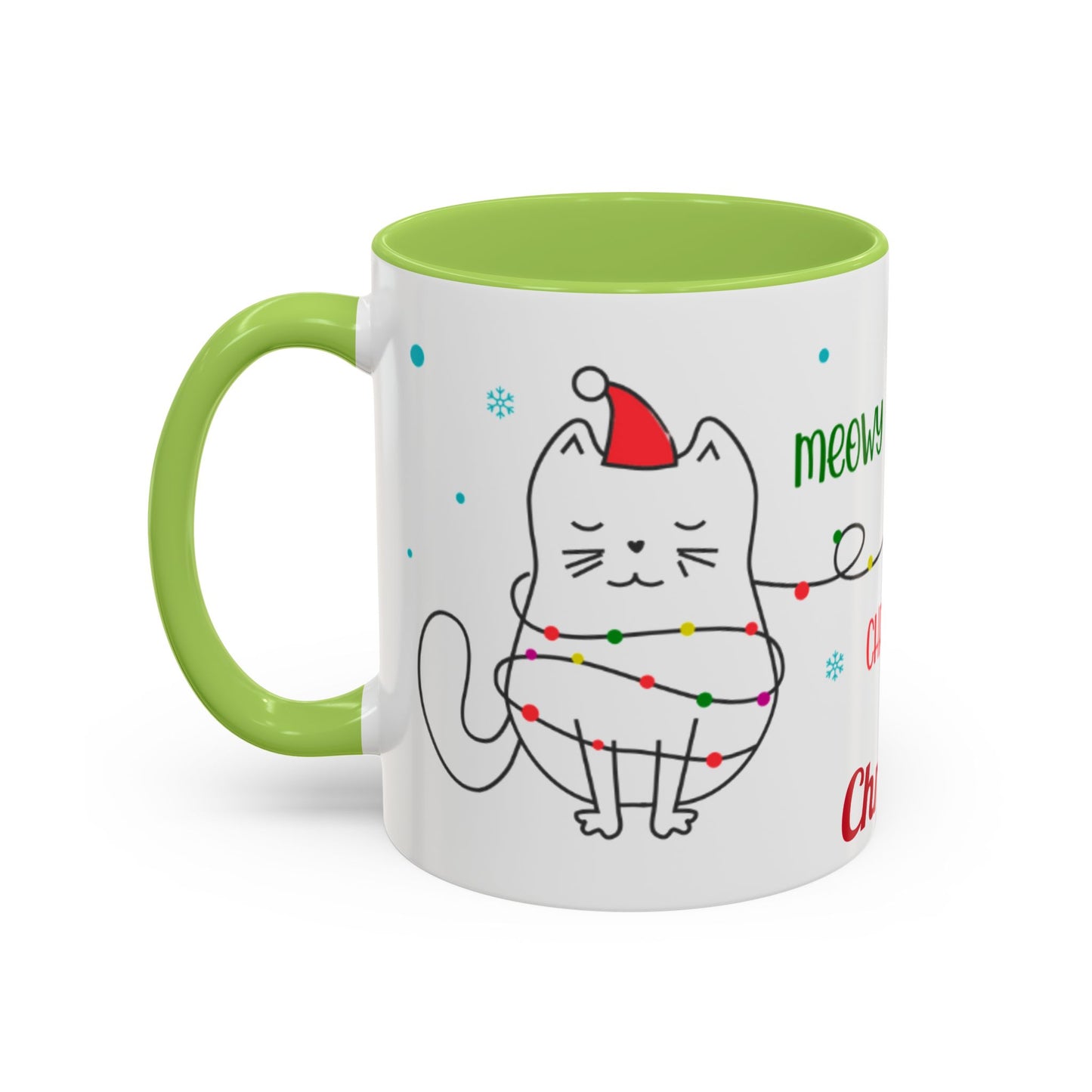 Personalized Meowy Christmas Accent Mug, Funny Holiday Coffee Cup, Cat Lover Gift, Festive Drinkware, Christmas Decor, Personalized Mug