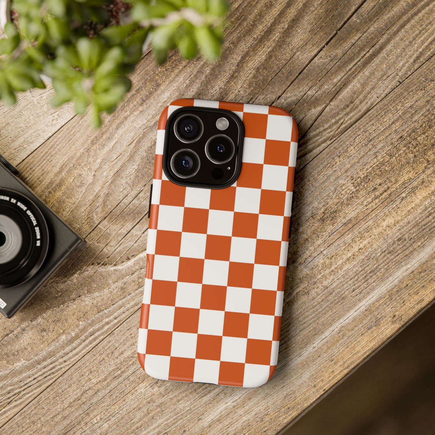 Checkered Phone Case, Checkered Phone Case - iPhone 17 16 15 14 13 12 11 Pro Max  - Trendy Black and Brown Checkerboard
