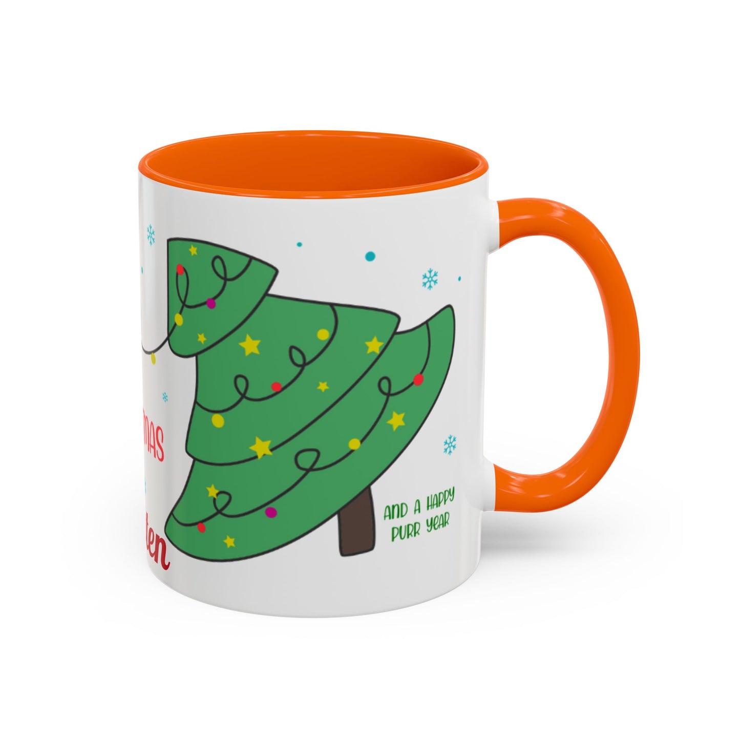 Personalized Meowy Christmas Accent Mug, Funny Holiday Coffee Cup, Cat Lover Gift, Festive Drinkware, Christmas Decor, Personalized Mug