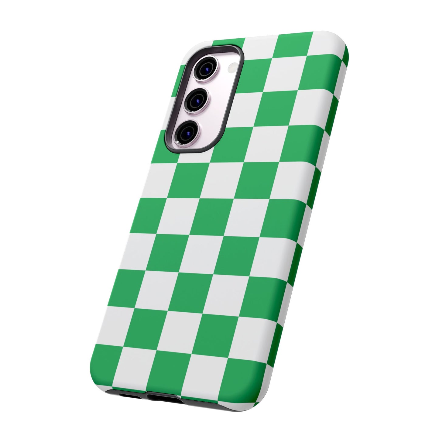 Green Checkered Phone Case, Phone Cases Samsung Galaxy S25, S25 Plus, S24, S24 Plus, S24 Ultra, S23, S22, S22 Plus, S21 Ultra, S21 FE, S20+