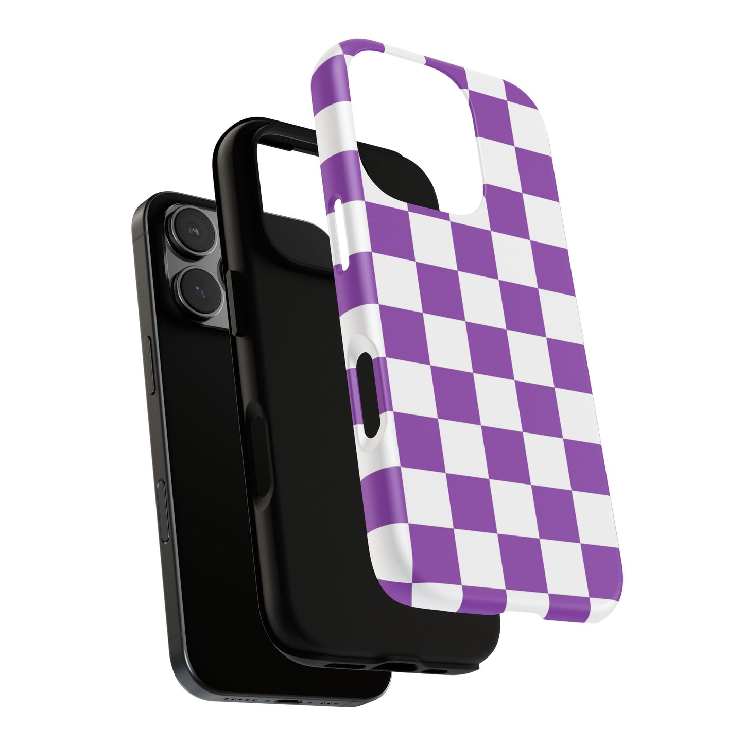 Purple Checkered Phone Case,  iPhone 17 Pro, 17, 16, 15, 14, 13, 12, 11, X, XR, XS MAX, Trendy Gift for Friends, Accessory for Occasions