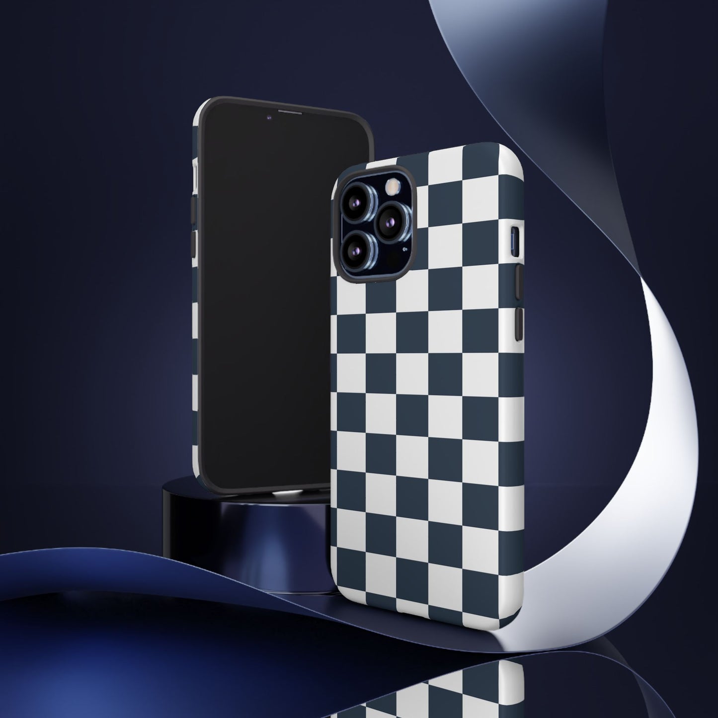 Navy Checkerboard Phone Case, iPhone 17 Pro, 17, 16, 15, 14, 13, 12, 11, X, XR, XS MAX, Tough Case for iPhone