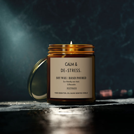 Calm And De Stress Soy Wax Candle, Candle Gift, Hand Poured Candle, Scented Candles, Coconut Apricot Wax (4oz, 9oz)