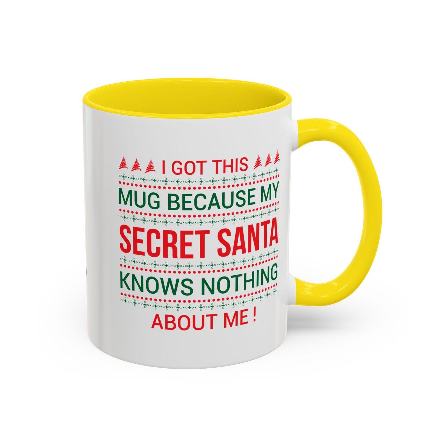 Personalized Secret Santa Accent Coffee Mug, Holiday Gift, Funny Christmas Mug, Unique Office Secret Santa Gift, Custom Drinkware