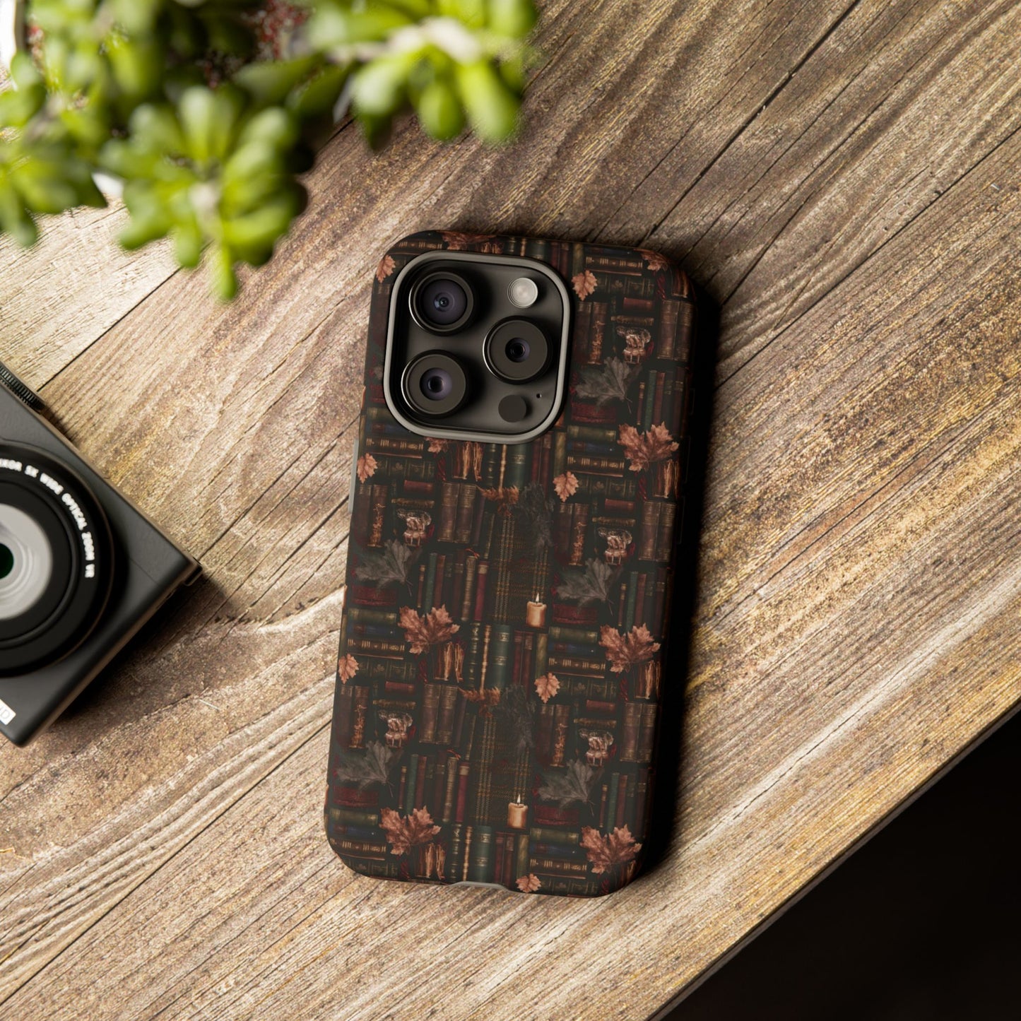 Gothic Phone Case Dark Academia Literary iPhone Samsung Cover with Books & Flowers, Phone case