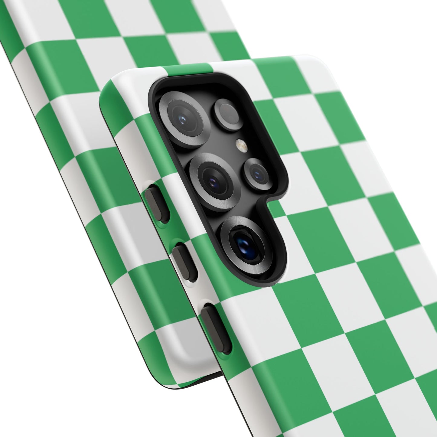 Green Checkered Phone Case, Phone Cases Samsung Galaxy S25, S25 Plus, S24, S24 Plus, S24 Ultra, S23, S22, S22 Plus, S21 Ultra, S21 FE, S20+
