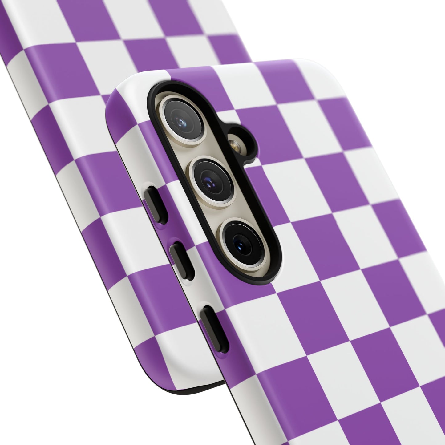 Purple Checkered Phone Case, Samsung Galaxy S25, S25 Plus, S24, S24 Plus, S24 Ultra, S23, S22, S22 Plus, S21 Ultra, S21 FE, S20+