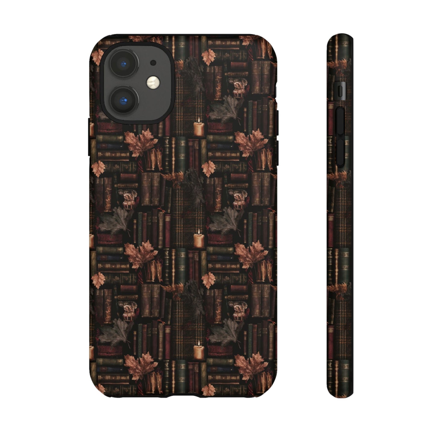 Gothic Phone Case Dark Academia Literary iPhone Samsung Cover with Books & Flowers, Phone case