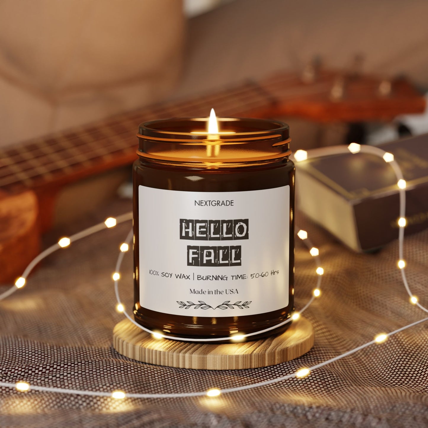 Cozy Hello Fall Scented Soy Candle, Hello Fall, Perfect for Autumn Decor, Home Fragrance, Gift for Her, Seasonal Celebration, Relaxation