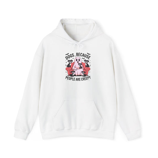 Creepy Dogs Sweatshirt Hoodie- Unisex Heavy Blend Hoodie, Funny Gift for Dog Lovers, Cozy Fashion, Pet Owner Apparel, Halloween Theme