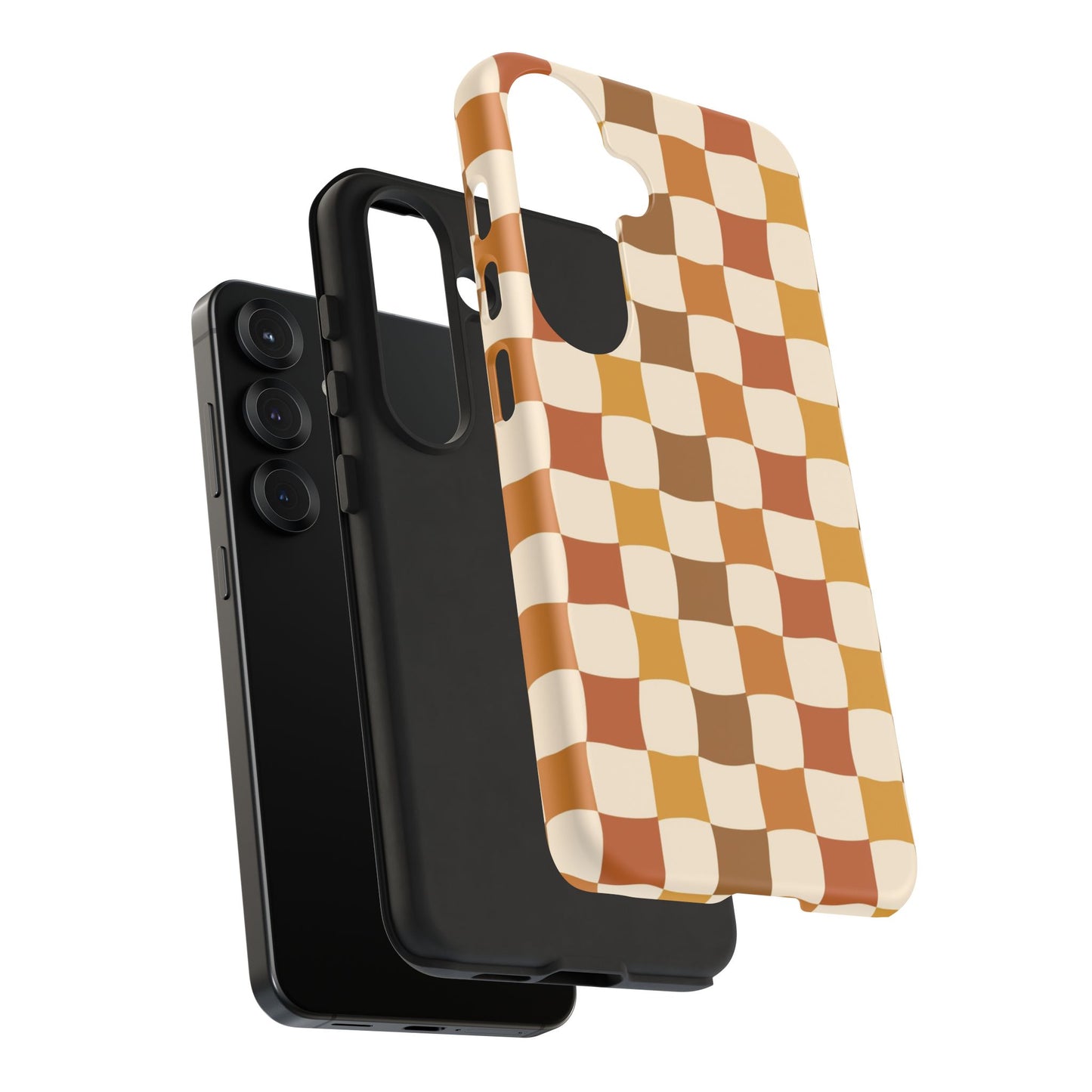 Boho Checked Phone Case, Checkerboard Design, Durable Protection, Phone Cover, Phone case For iPhone and Samsung, Trendy Phone Cover