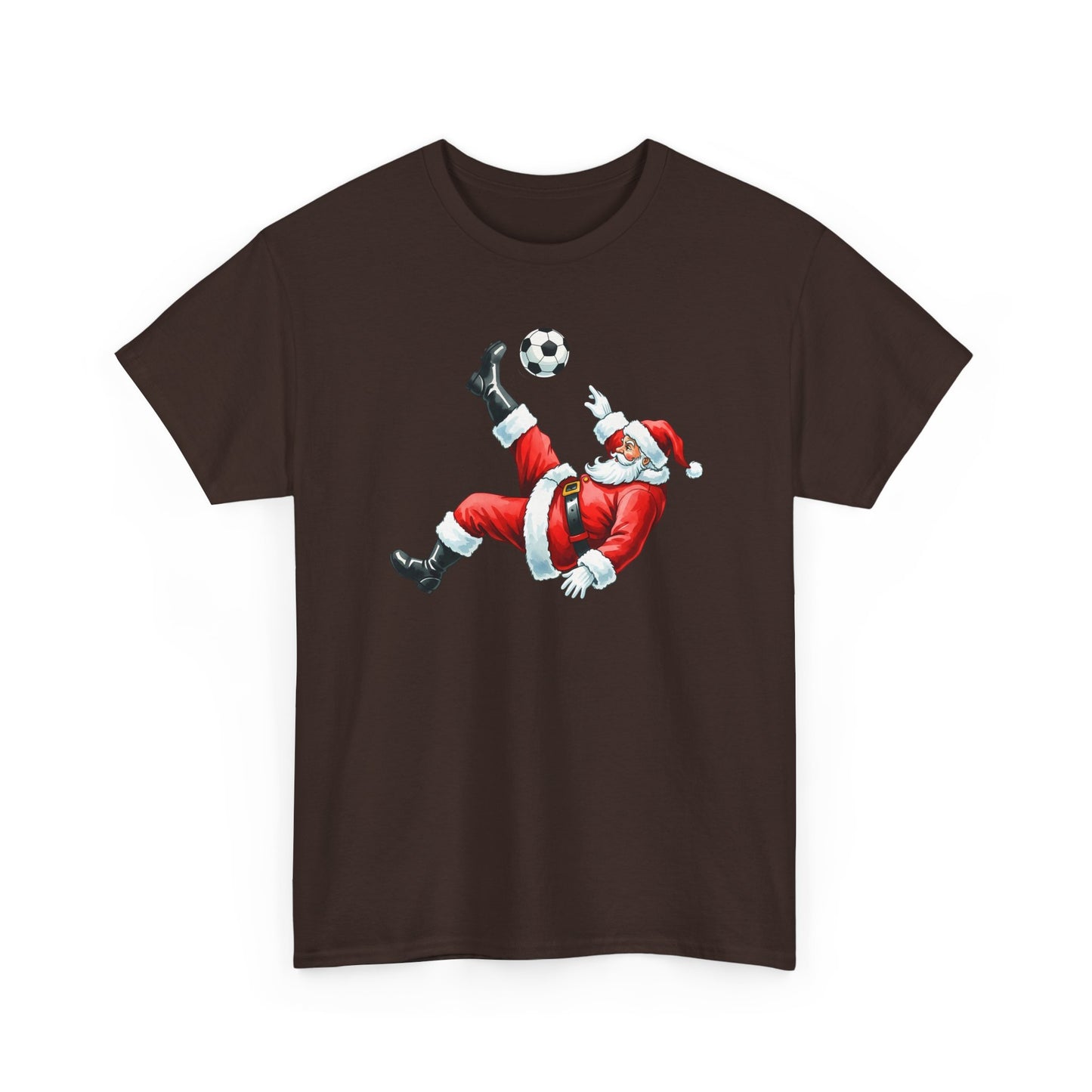 Santa Soccer Heavy Cotton Tee, Fun Holiday Shirt, Christmas Party, Gift for Him/Her, Festive Clothing, Casual Wear, Gift for her