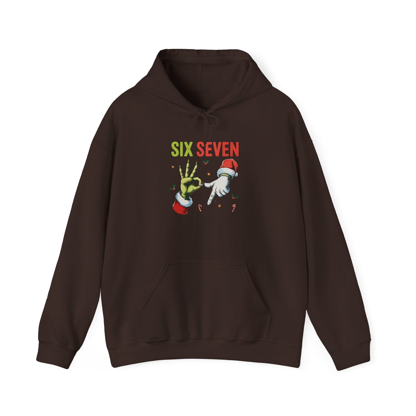 Funny Six Seven Christmas Hoodie | Santa Hands Holiday Pullover | Unisex Cozy Christmas Sweatshirt | Funny Holiday Gift for Men Women