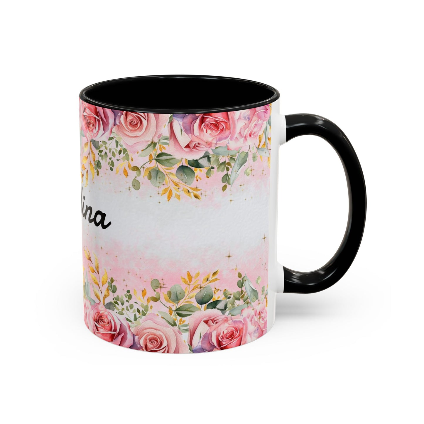 Personalized Floral Accent Coffee Mug, Custom Gift for Her, Birthday Mug, Floral Drinkware, Mother's Day Gift