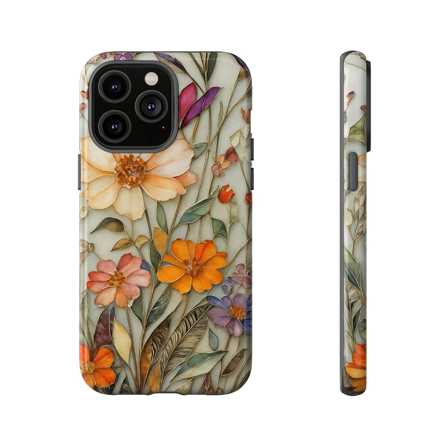 Phone case For iPhone & Samsung, Wildflower Mosaic MagSafe iPhone Case: Botanical Floral Design iPhone