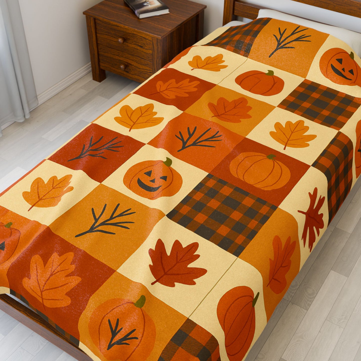Halloween Fleece Throw Blanket, Pumpkin, Soft Fuzzy Plush for Couch Sofa, Luxury Flannel Lap Blanket,Kids, Adults, Wife, Self