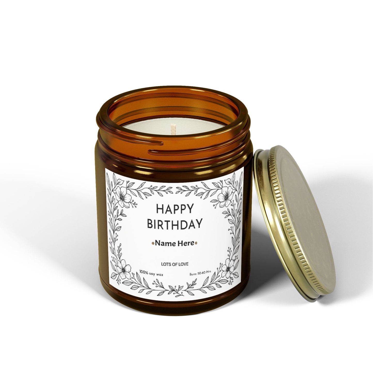 Personalised Birthday Scented Candle, Custom Birthday Gift, Candle Gift with Name for Her Friend Sister Mum Nanny Add Your Custom Text