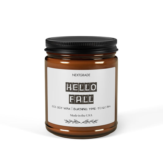 Cozy Hello Fall Scented Soy Candle, Hello Fall, Perfect for Autumn Decor, Home Fragrance, Gift for Her, Seasonal Celebration, Relaxation