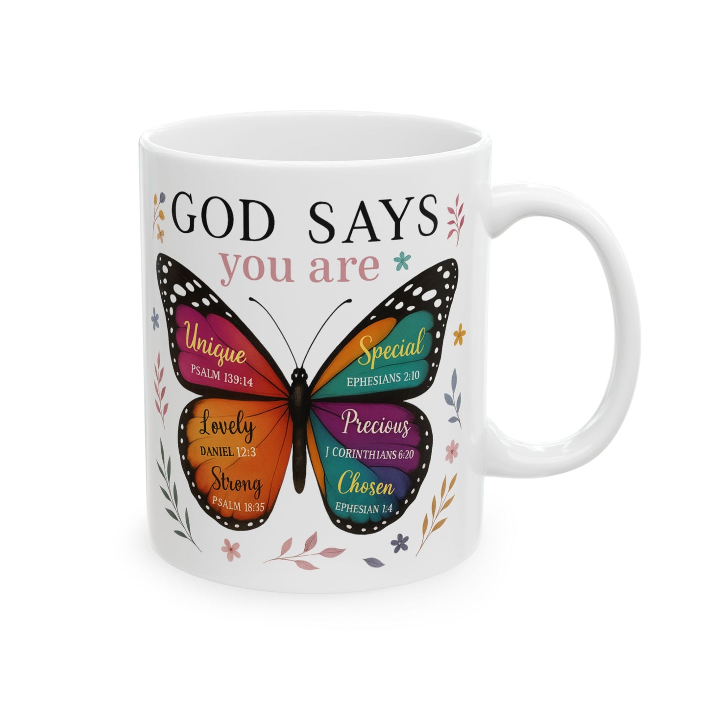 Inspirational Butterfly | Mug God Says You Are | Christian Coffee Cup | Bible Verse Gift for Women | Faith Encouragement